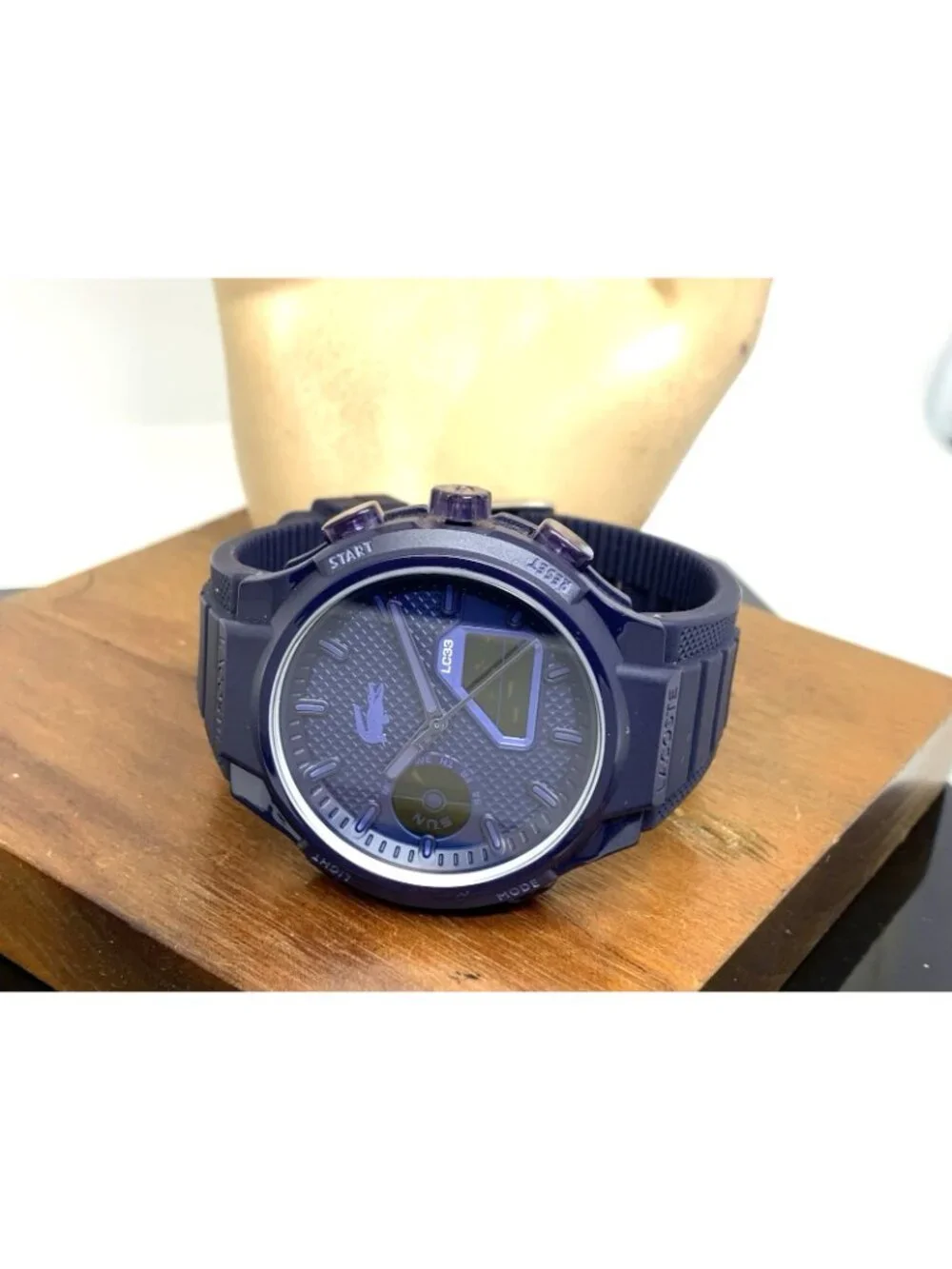 Lacoste Men's Watch 2011448 LC33 Quartz Analog Digital Blue Dial Rubber 44mm